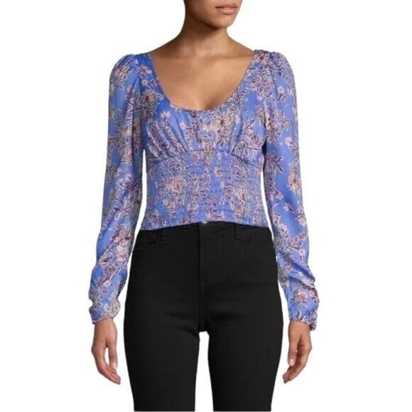 Free People Size Medium  Santiago Smocked Waist Blouse - Picture 1 of 10